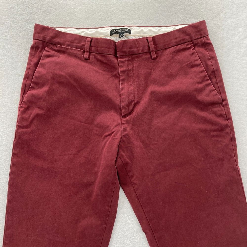 Banana Republic Mason Rapid Movement Chino Mens 34x32 Red Stretch Tapered Fit - Picture 2 of 13